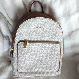 Michael Kors:  Adina Large Logo Backpack - Vanilla/ Acorn